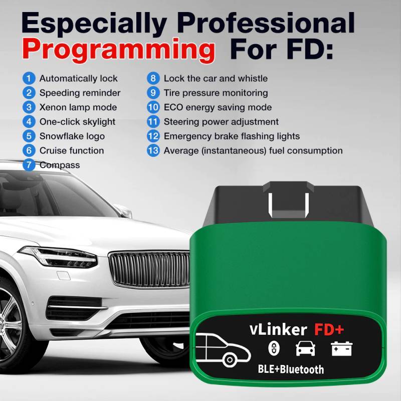 VLinker FD+ BLE+BT4.0 FORD ELM327 V2.2, CAN BUS BLUETOOTH, pro TORQUE, FORSCAN, BIMMERLINK BIMMERCODE - iPhone, Android