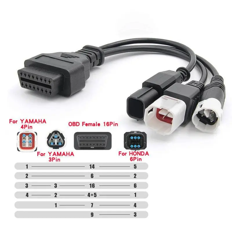 YAMAHA 3 pin + 4 pin + EURO 5 6 pin redukce OBD2 motocykl