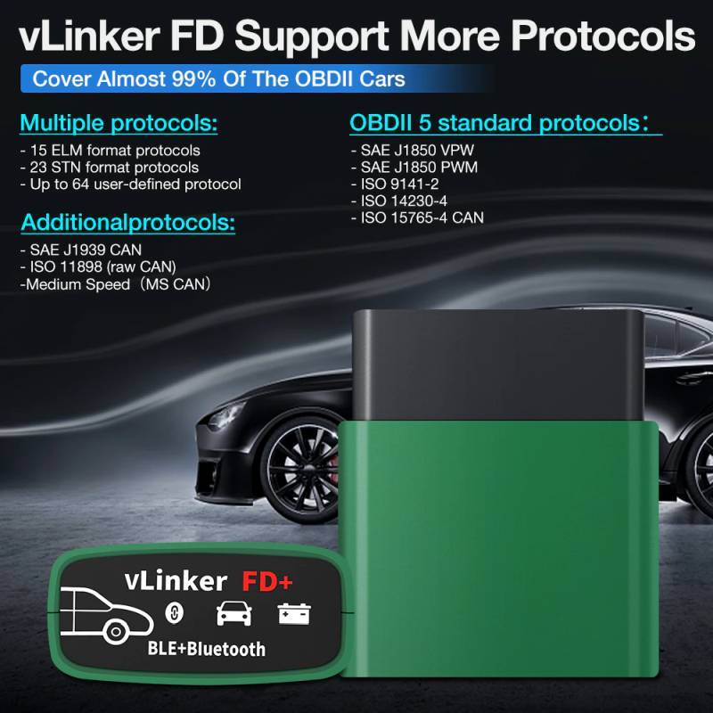VLinker FD+ BLE+BT4.0 FORD ELM327 V2.2, CAN BUS BLUETOOTH, pro TORQUE, FORSCAN, BIMMERLINK BIMMERCODE - iPhone, Android