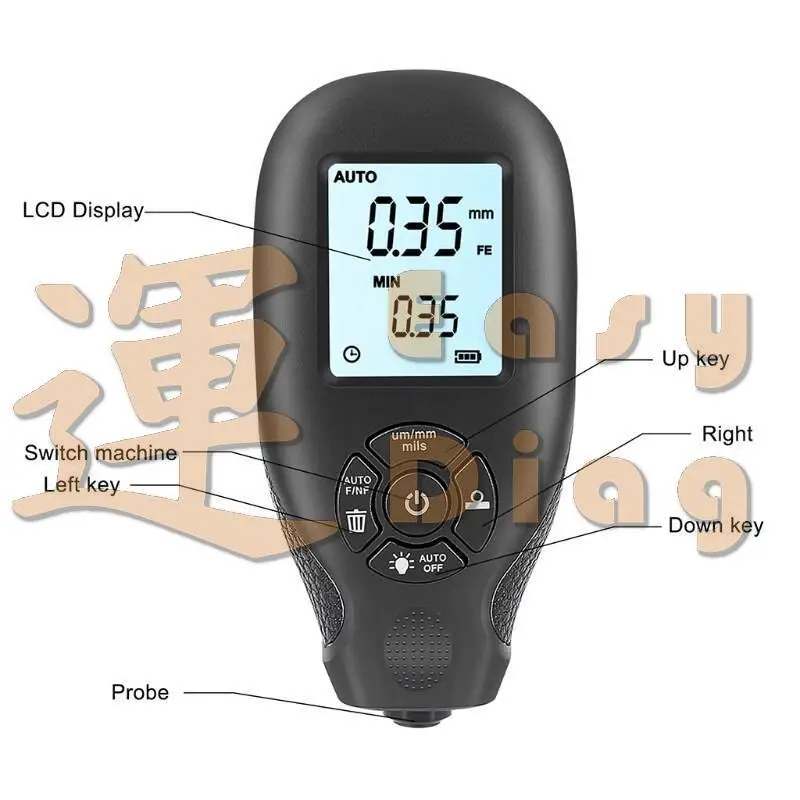 Měřič tloušťky laku HW300 černý - detektor + kalibrační set, síly laku karoserie aut