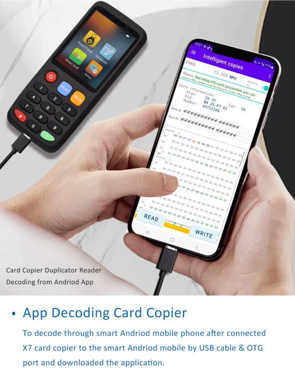 Univerzální čtečka X7, kopírka RFID karet a tokenů, NFC, IC ID čte, zapisuje a kopíruje 125 kHz, 13.56 Mhz