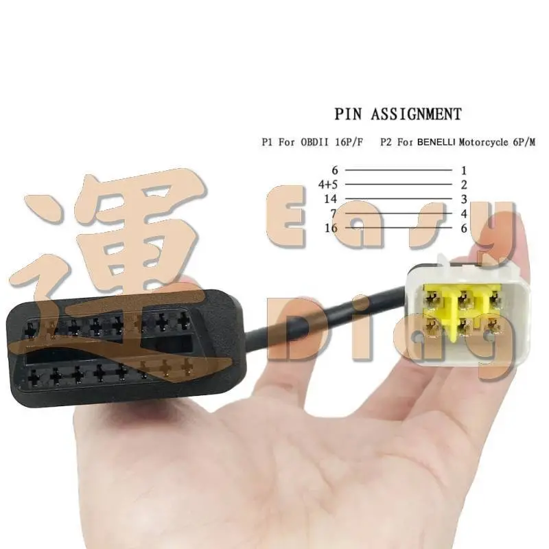 DELPHI BENELLI NT GT TRK 6 pin CAN redukce OBD2 motocykl, pro TuneECU - K + CAN, 6pin